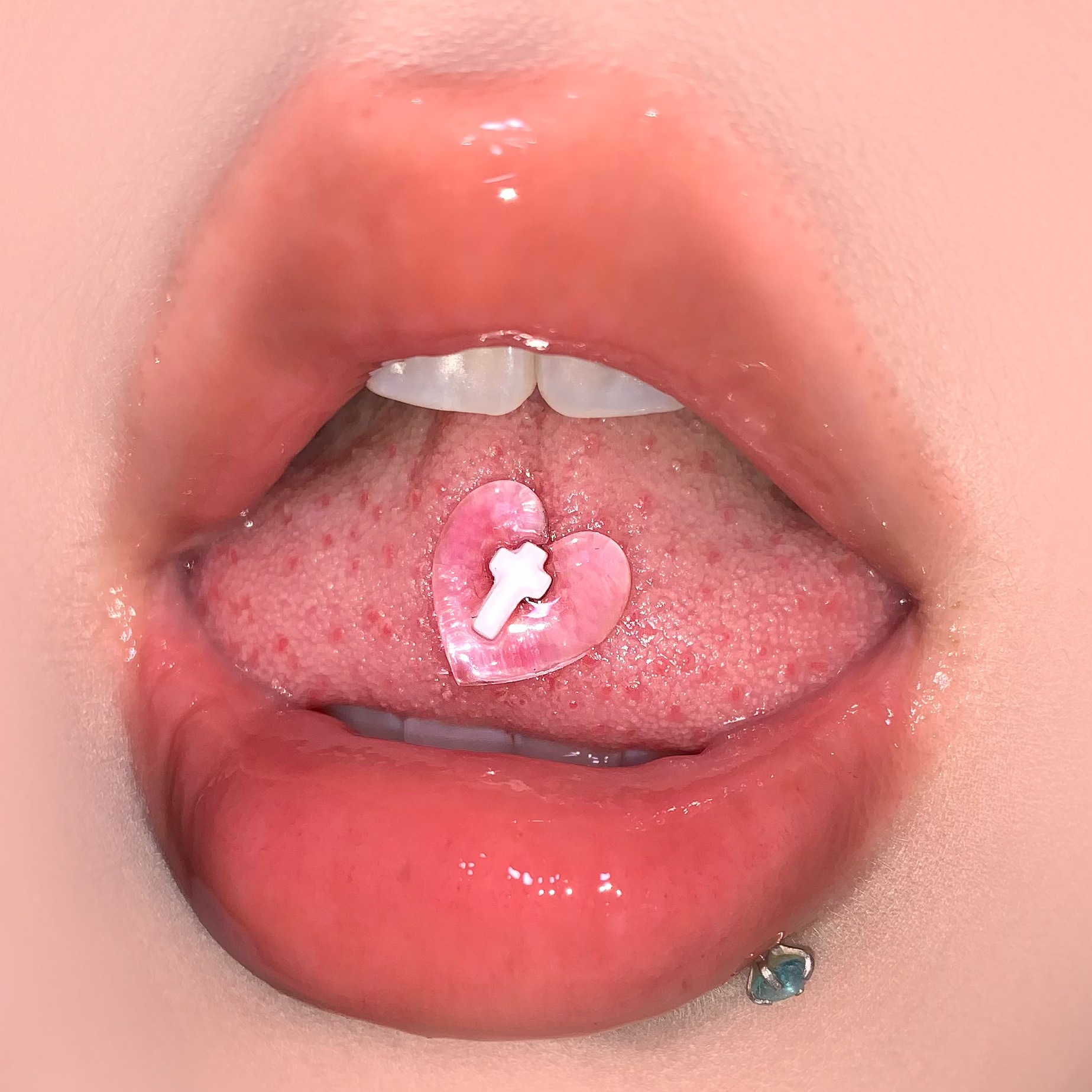 Labret stud lip piercing jewelry styling detail