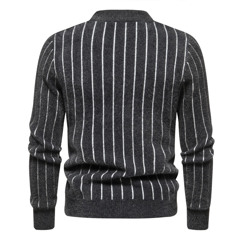 Pull col rond tendance pour homme, nouvelle collection automne et hiver, chemise imprimée à rayures, haut tricoté_voghion.com