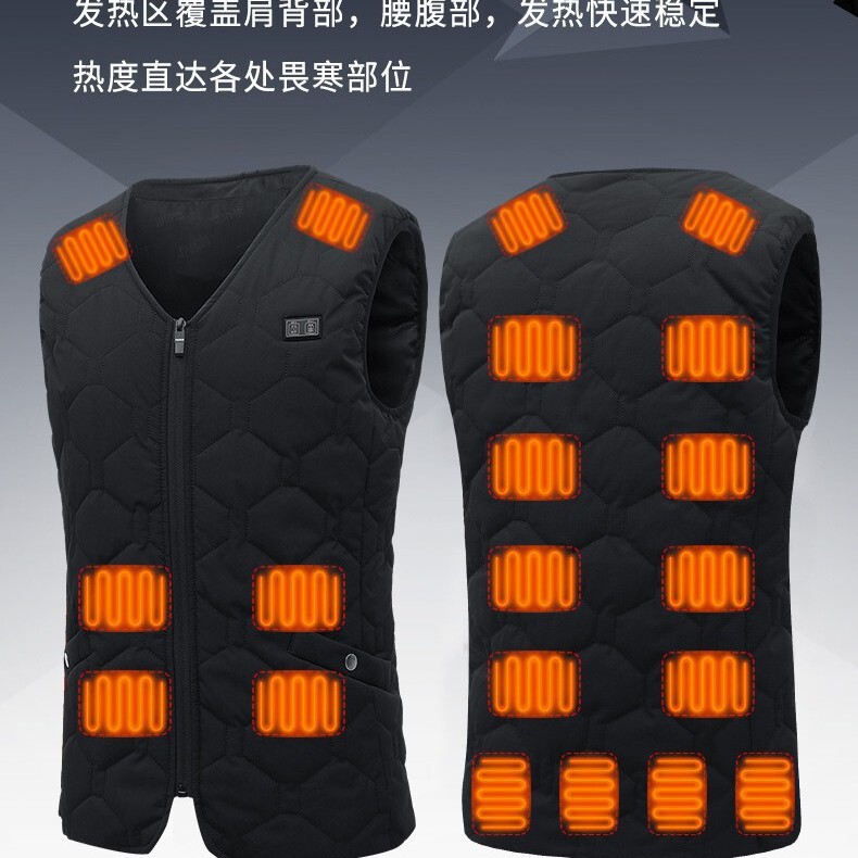 Cross-Border Winter New Smart Constant Temperature Heating and Warm Vest Outdoor Men's and Women's V Neck Casual Electric Heating Vest