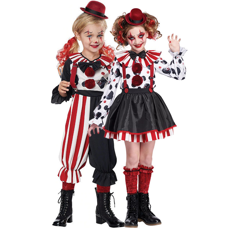 Foreign Trade Halloween Kidsren's Clown Costume Cos Holiday Party Kidsren's Day School Group Performance Boys and Girls