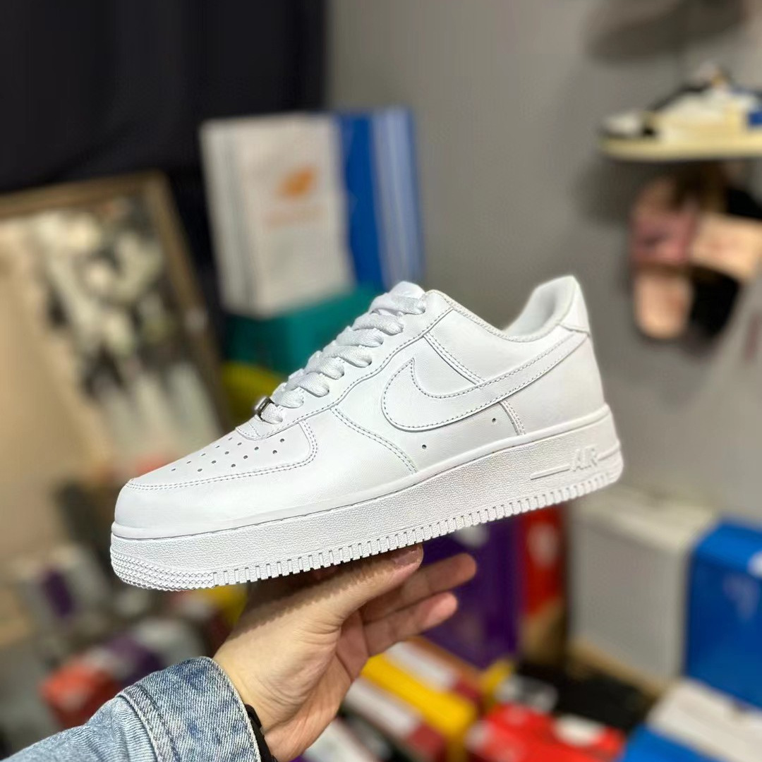 Comercio exterior blanco puro Air Force No. 1 cabeza de cuero AF1 negro samurai blanco bajo zapatos blancos para parejas zapatos de skate