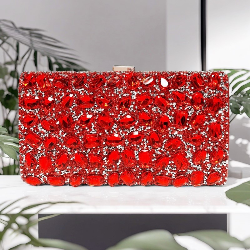 Bolso de cena de diamantes de moda transfronteriza, bolso de reunión anual de banquete cuadrado de diamantes completos, bolso de mano cheongsam, bolso femenino de un solo hombro