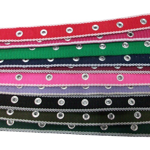 Factory direct sales aluminum air eye canvas belt students and teenagers woven belt processing and production of belts for women with many patterns