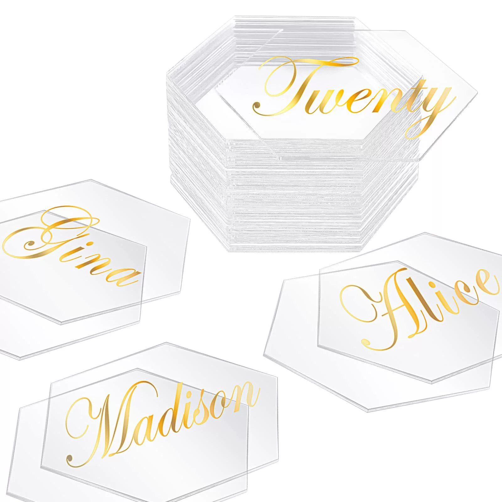 Прозрачная акриловая шестиугольная карта места DIY обеденный стол