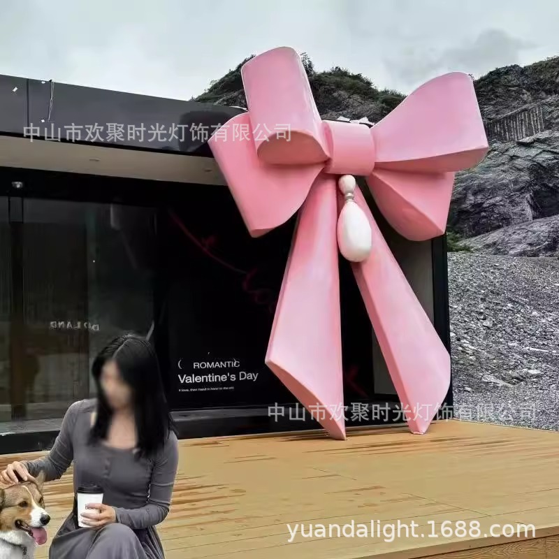 超大号粉色蝴蝶结商业空间装饰门店橱窗打卡点潮流美陈装置
