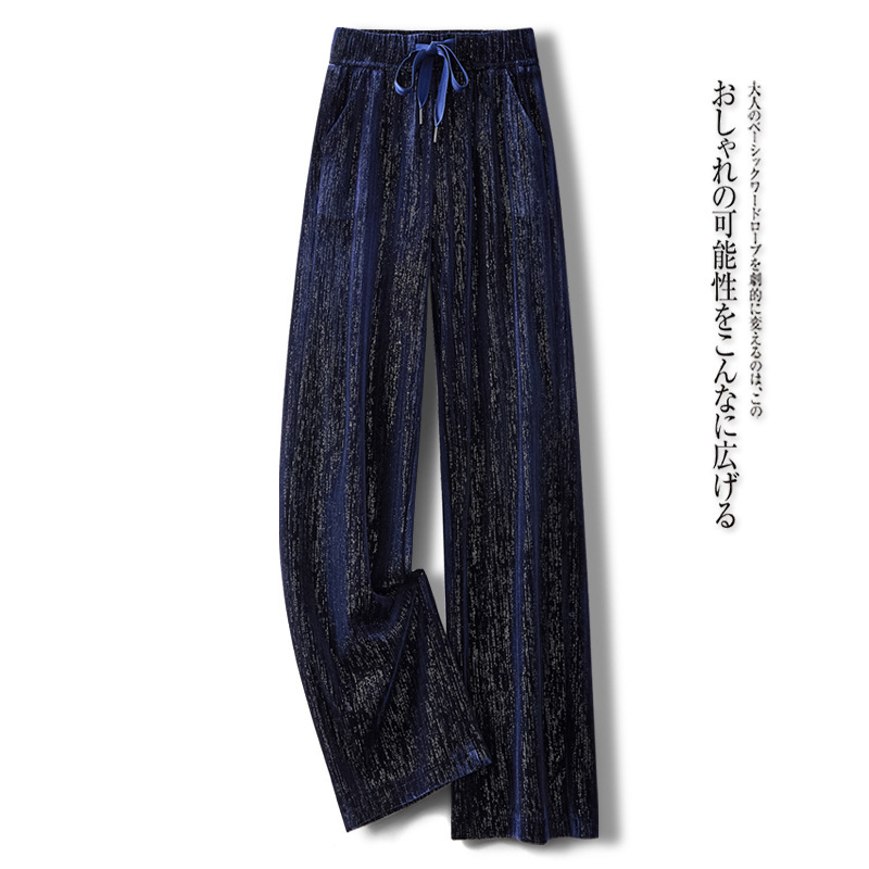 金丝绒阔腿裤女秋冬2025新款高级感软糯垂感休闲裤黑色窄版直筒裤|undefined