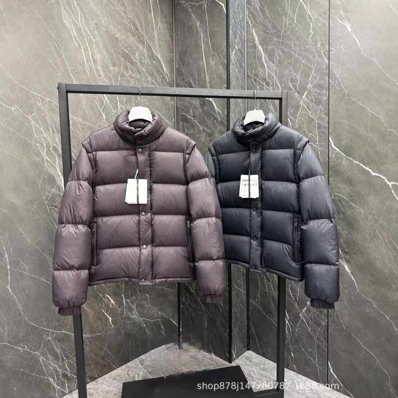 Mengkou down Jacket Autumn and Winter New Model for Men with Detachable Hood and Sleeves That Can Be Transformed into a Vest, High-End down Jacket