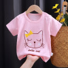 Children's cotton cartoon summer T-shirt, with short sleeve, Korean style, children's clothing