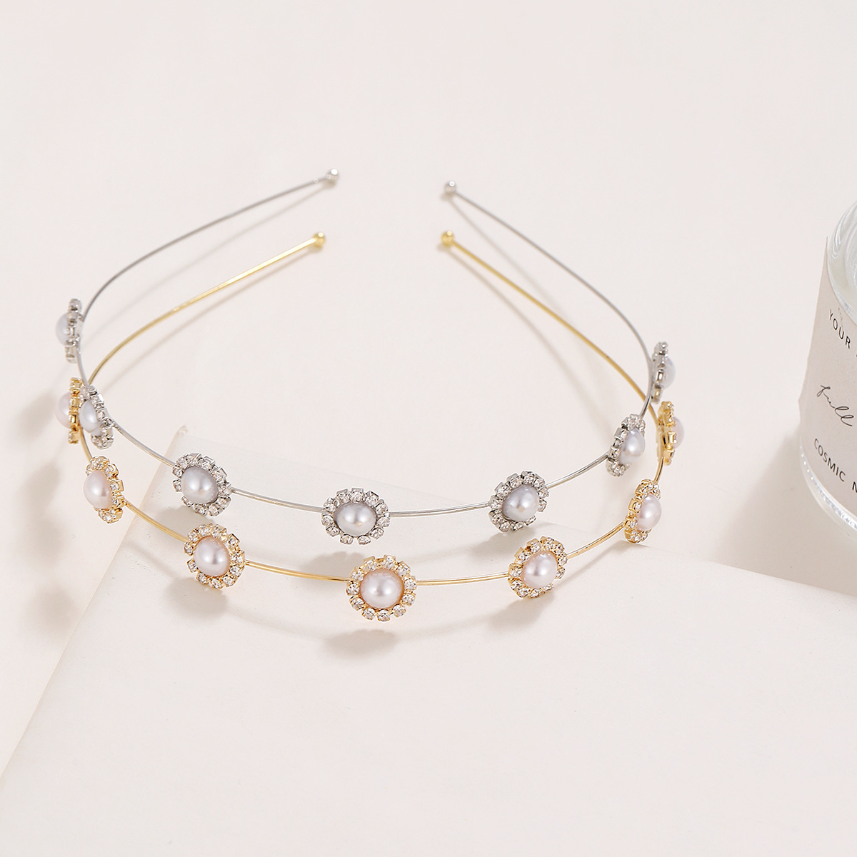 Corea del Sur simple horquilla diadema hembra Hada Mori Super Hada girasol rhinestone perla diadema todo partido flequillos diadema