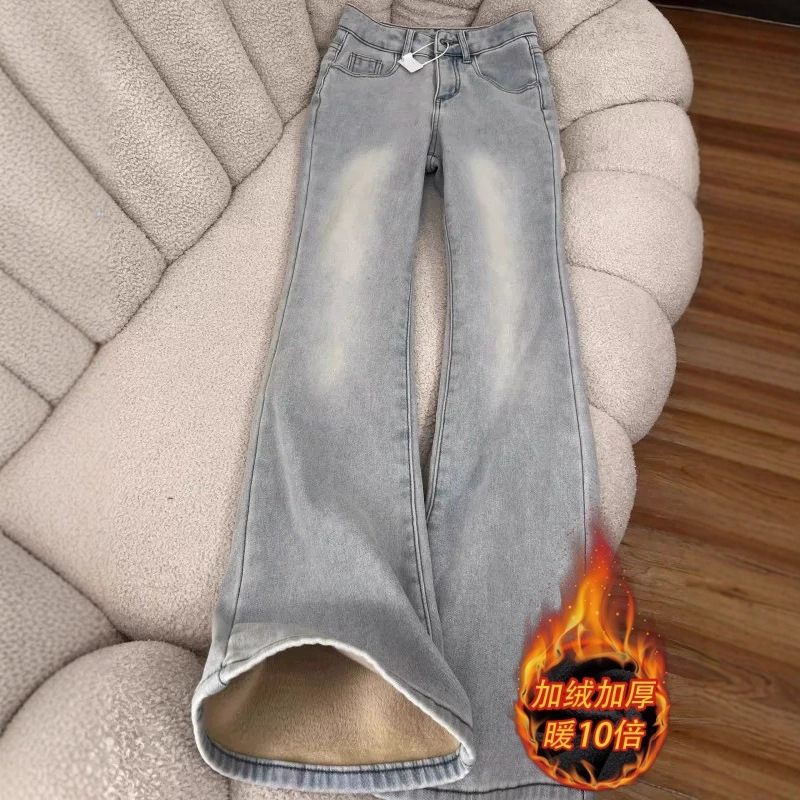 Light-Colored Fleece-Lined Thickened Flared Jeans for Women, 2025 Winter New High-Waisted Slimming Stretchy Skinny Bootcut Pants Light-Colored Fleece-Lined Thickened Flared Jeans for Women, 2025 Winter New High-Waisted Slimming Stretchy Skinny Bootcut Pants