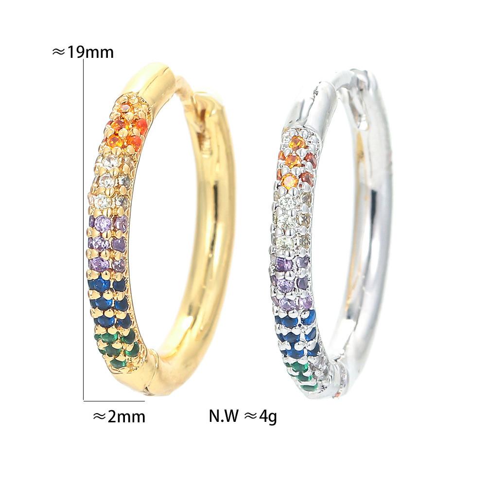 Geometric Pattern Unisex Gender Fashion Micro-inlaid Colored Diamond Earrings Wholesale