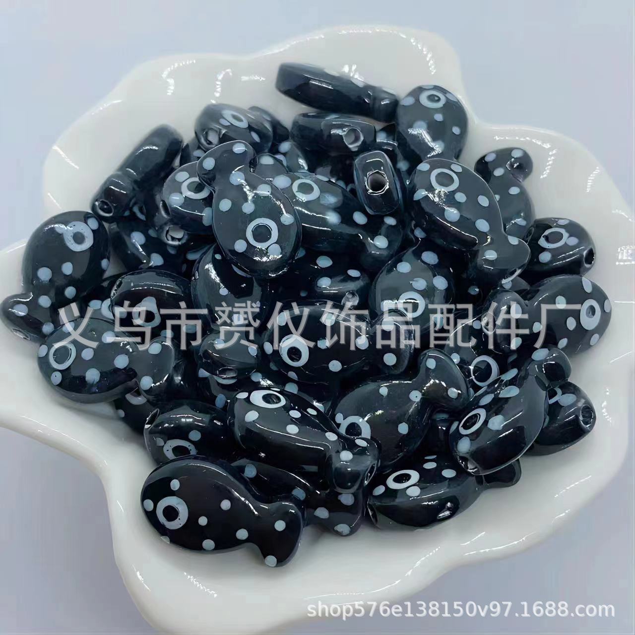 Cuentas de cerámica con diseño de peces, cuentas sueltas, cuentas para hilo, cuentas pintadas a mano, collar hecho a mano, pulsera, accesorios de bricolaje, accesorios de Yiwu