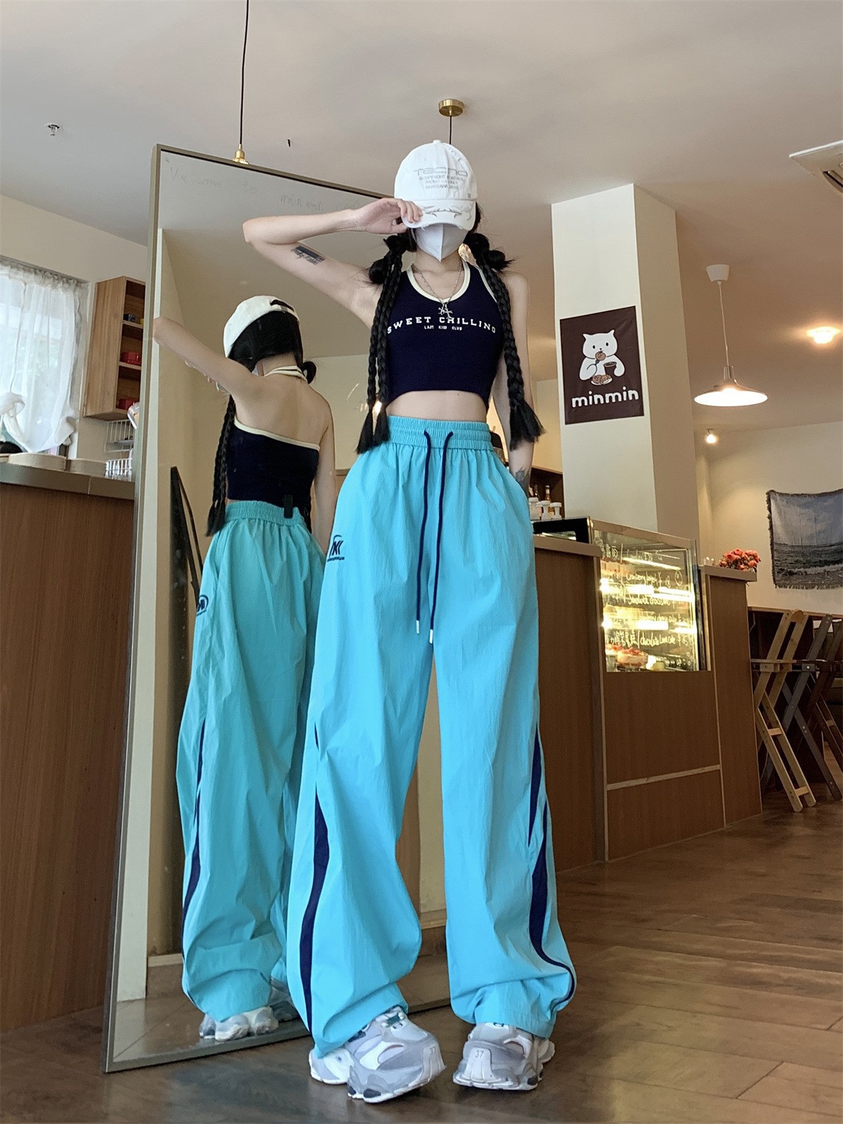 Dopamine American Style Color-Blocking Sports Casual Pants for Men and Women 2025 New Loose Versatile Waterproof Softshell Pants