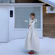 实拍 2025冬季韩版航线夹棉公主蓬蓬裙后背绑带设计感连衣裙长裙