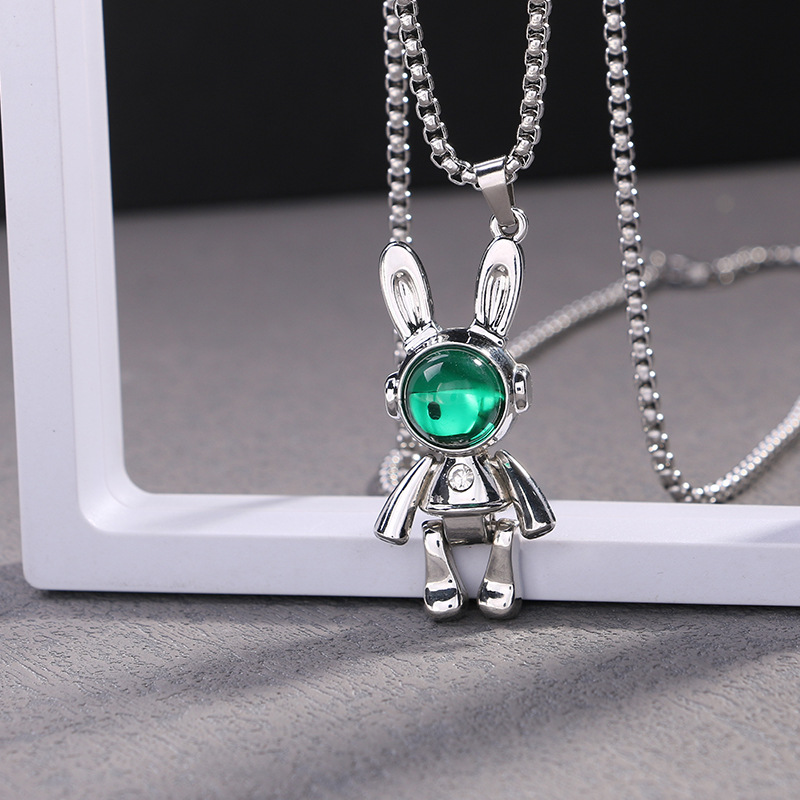 Movable Mechanical Rabbit Pendant Necklace For Couples Hip Hop Style_voghion.com