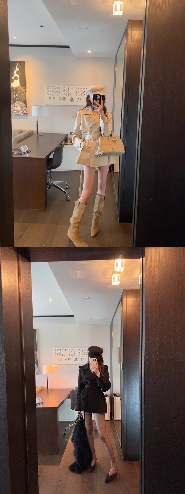 ng2510292 Spring New Korean-style Vintage Trench For Women, Slimming And Waist-cinching, Mid-length Coat_ecoleips.com