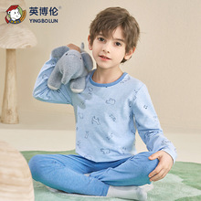 英博伦儿童彩纱莱卡棉秋衣秋裤内衣套装家居服内穿薄棉衫吸湿排汗