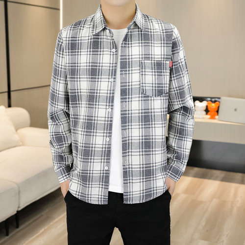 Men's Shirt Spring and Autumn Long Sleeve Collared Shirt Youth Large Size Casual Top Base Shirt Versatile Men's Clothing