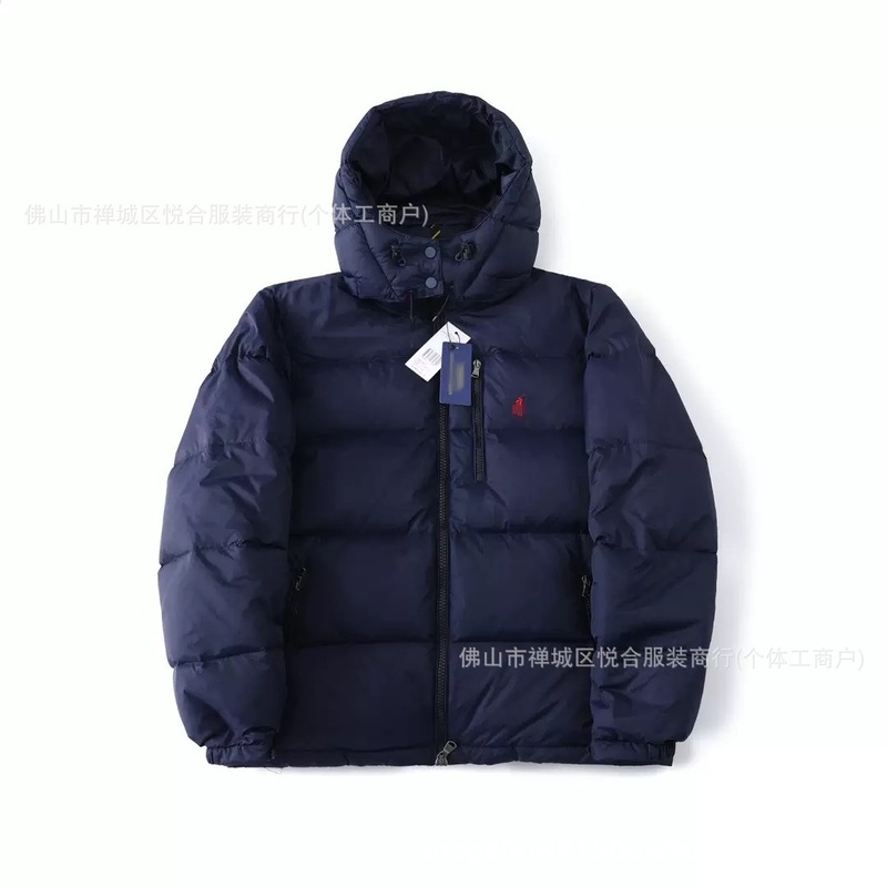 跨境高版拉夫小马刺绣加厚防风防水保暖羽绒男女款可拆卸连帽外套|undefined