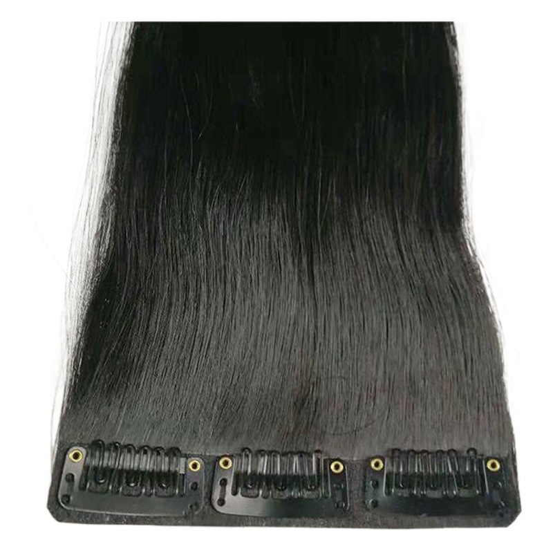 Real human hair wig piece wholesale hair extension lengthened clip hair piece kit full real hair can be dyed and permed real hair clip hair
