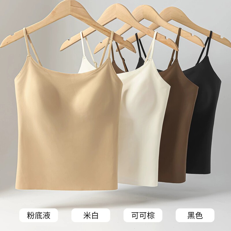 Ice silk camisole with built-in chest pads, women's summer outerwear, 2026 new style inner wear tube top