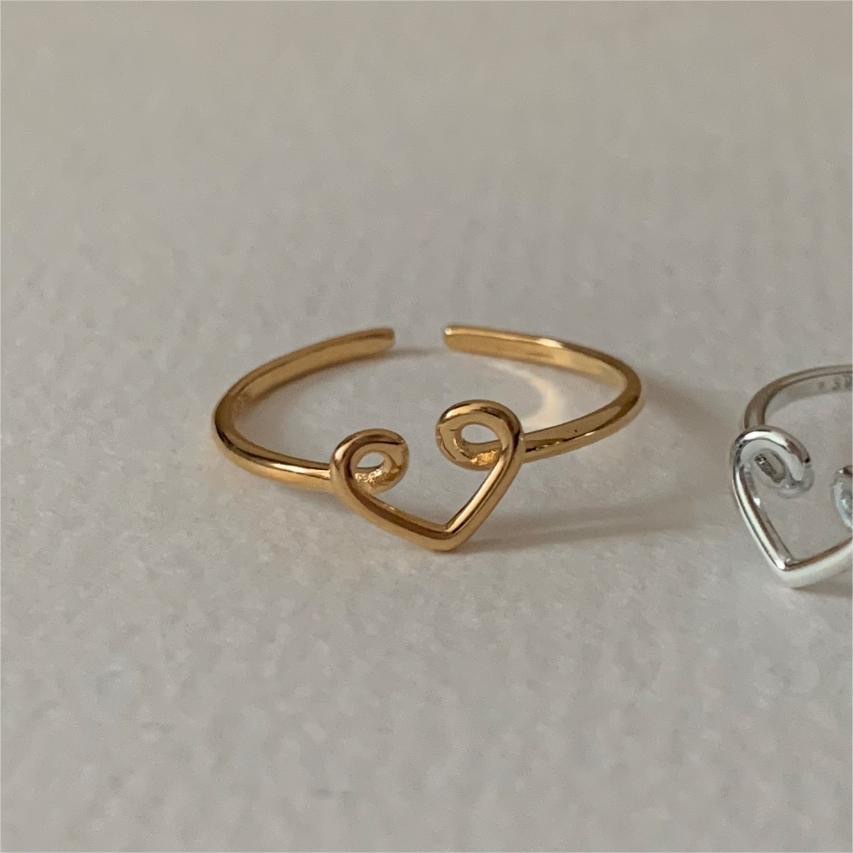 925 Sterling Silver Material 925 Sterling Silver Heart Shape Open Rings