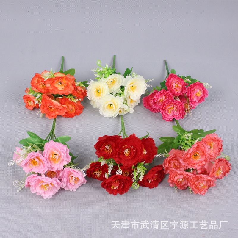 Factory direct simulation 7 small handfuls of happy peonies fake…