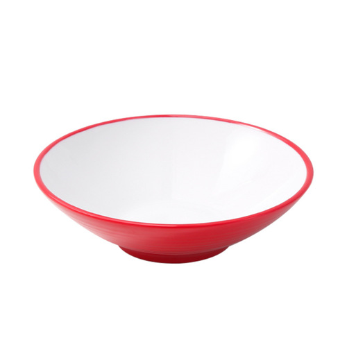 Melamine two-color wide-mouth ramen bowl for restaurant use, imitation porcelain thickened large size hot pot bowl hot pot bowl wholesale