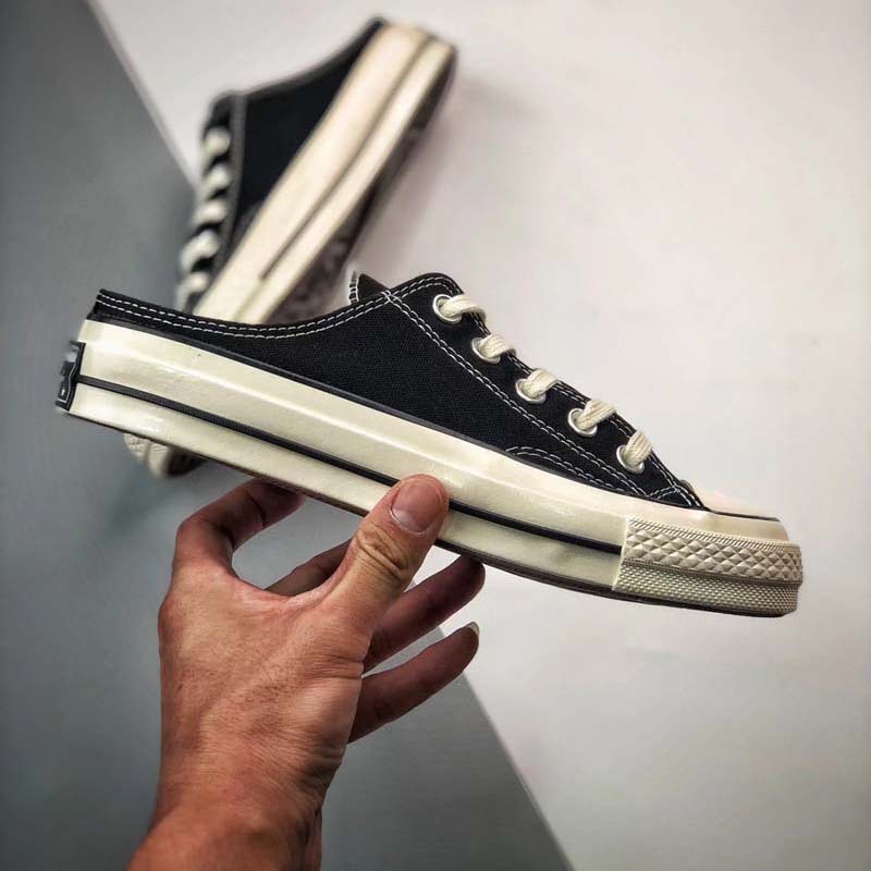 新款时尚美奇匡威 1970s 半拖一脚蹬黑色低帮懒人鞋男鞋女鞋