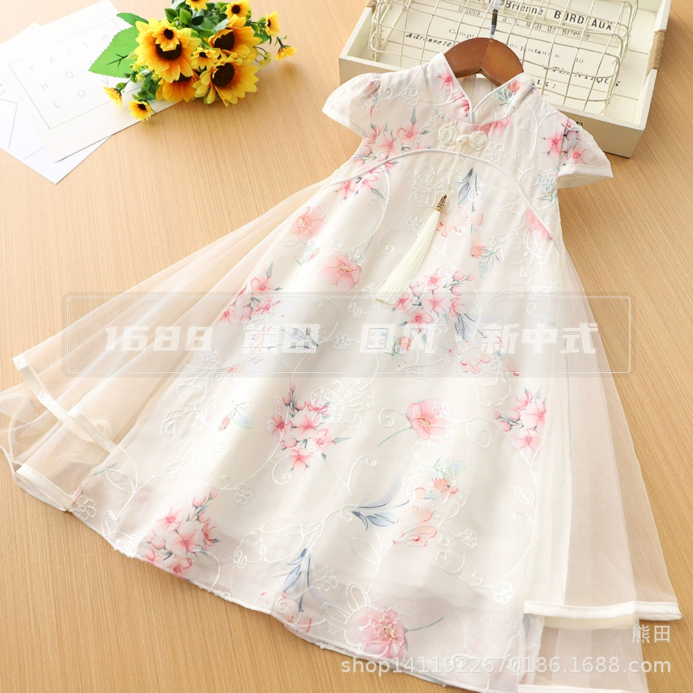 Летняя девушка национальный стиль cheongsam юбка для девочек китайский стиль ретро cheongsam платье иностранная национальная одежда