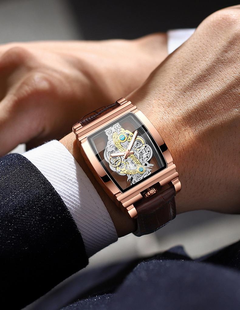 Men'S Gender Business Style Business Color Block Gear Hook Quartz Men's Watches