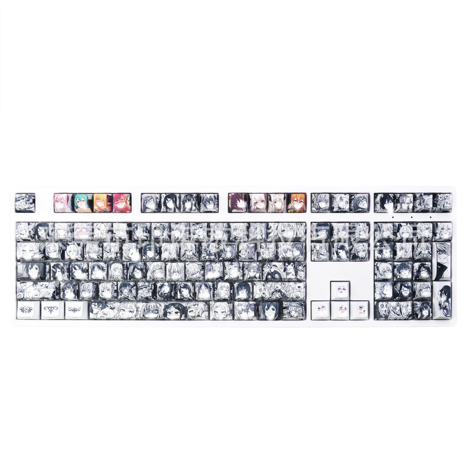 Qiulili black and white two-dimensional style PBT sublimation keycap original 135-key small complete set adapted to mechanical keyboard