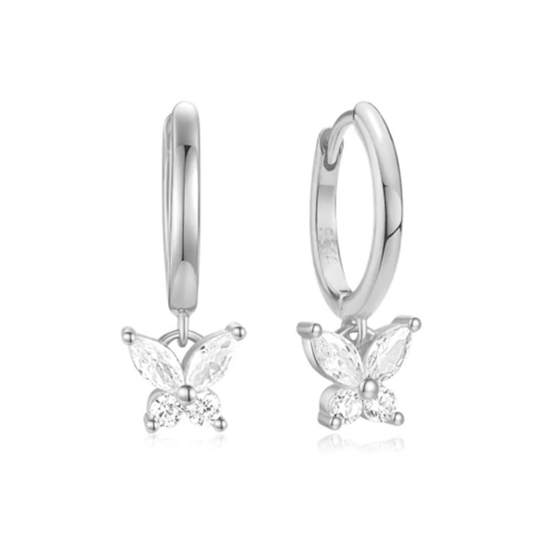 La dopamina S925 mariposa de plata pendientes de diamantes pendientes transfronterizos frito calle clásico elegante de alto grado todo partido