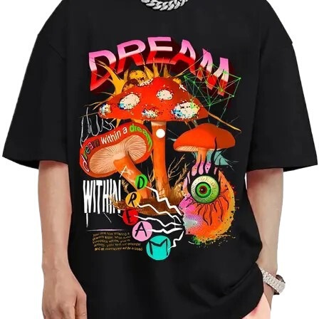 Cross-Border European and American Style Interesting Printed Casual Letter Cotton Round Neck T-Shirt
