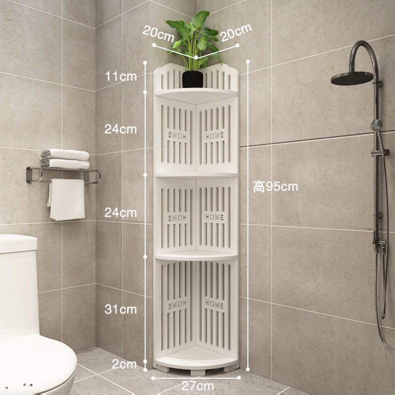 プラスチック浴室床置き収納棚壁の隅のトイレの棚の三角形の棚のトイレのシャンプーの収納|undefined