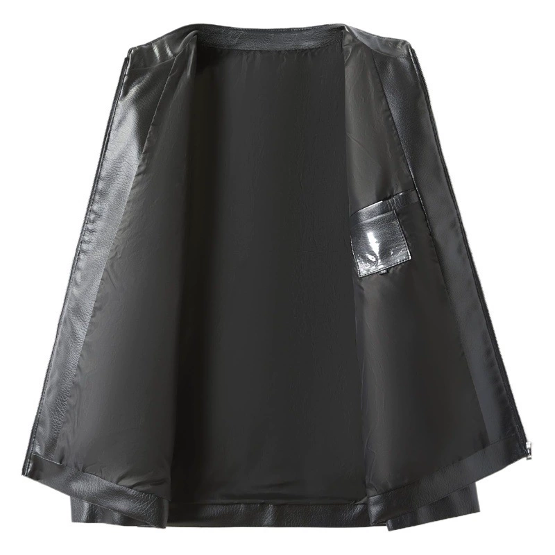 Мужская кожаная куртка с воротником-стойкой, тонкая осенне-зимняя новинка, кожаная куртка Haining, мужская бархатная утепленная куртка среднего возраста, мужская