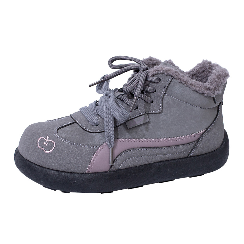 Huili nuevo Zhongfeng de alto valor visual de los zapatos de entrenamiento de estilo de moda, zapatos cálidos de invierno con correa doble y zapatos de lana para mujeres