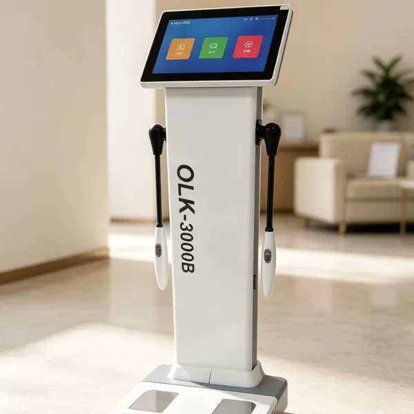 Guokang: Human Body Composition Analyzer with Printing Function, Model OLK-3000B, allows for QR code-based export of electronic reports