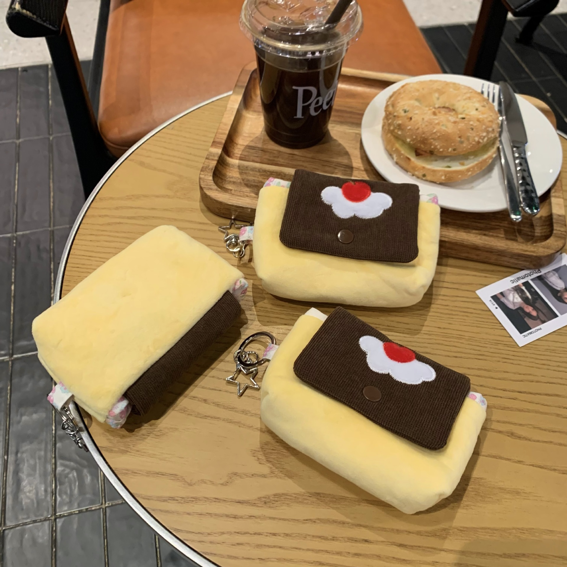 Cute Cherry Pudding Coin Purse Cartoon Mini Plush Portable Small Wallet Multifunctional Storage Card Holder Earphone Bag_maomaolike.com