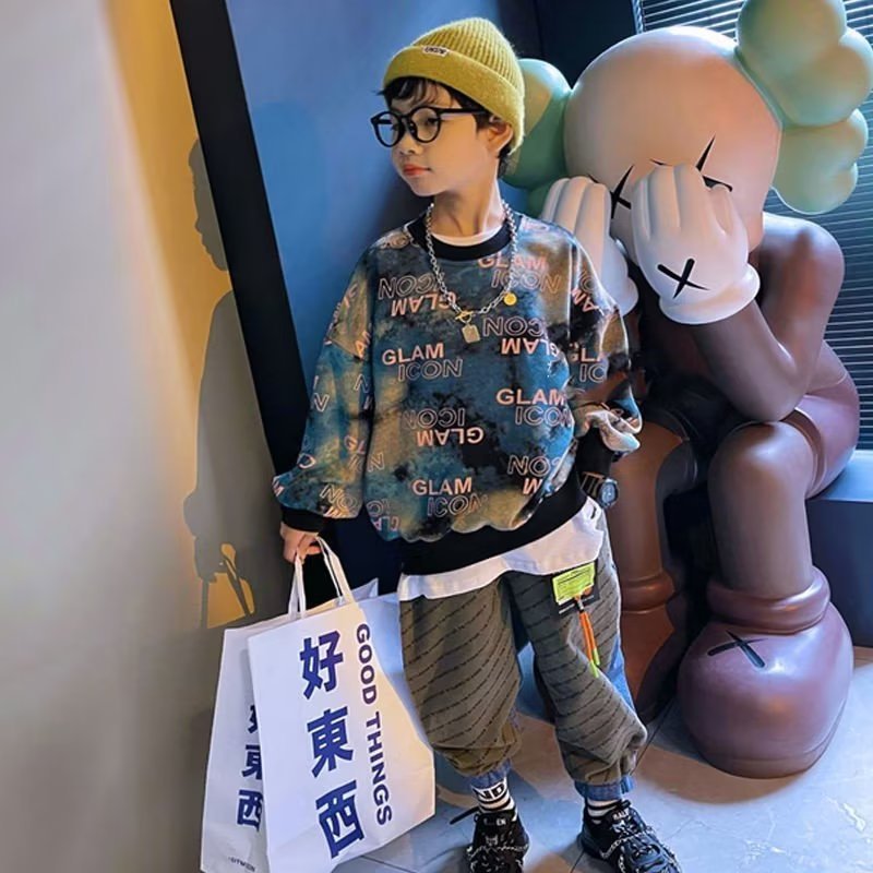 男児のパーカー春秋服2023新型中大童韓国版ゆったりとした洋風のファッションが格好いいカジュアルな長袖の上着|undefined