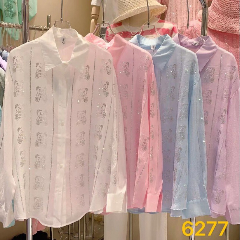 European goods counter genuine new heavy drilling high quality foreign style loose thin shirt fashion casual sunscreen shirt