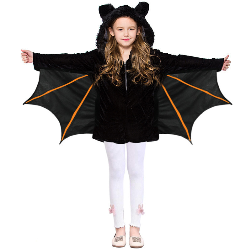 国境を越えた新型ハロウィーン児童服装コウモリマント猫女服パーティーコスプレ衣装|undefined