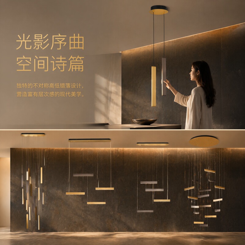 Light Luxury Staggered Pendant Light Designer Model Linear Hanging Light Hotel Lobby Duplex Staircase Artistic Pendant Light Light Luxury Staggered Pendant Light Designer Model Linear Hanging Light Hotel Lobby Duplex Staircase Artistic Pendant Light