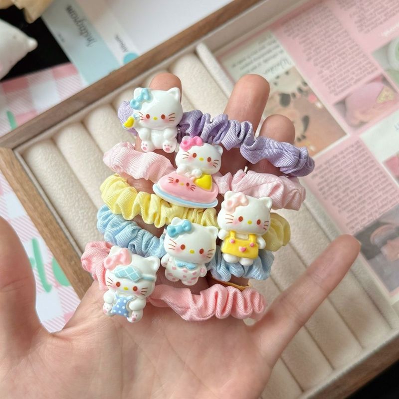 可爱三丽鸥kt猫咪发圈头绳ins小肠闺蜜甜美少女卡通皮筋情侣发绳|undefined