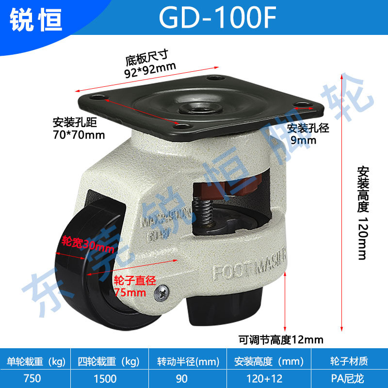 福馬輪GD-40F60F80F100F120F150FS重型ユニバーサルホイールアルミ形材水平調節キャスター|undefined