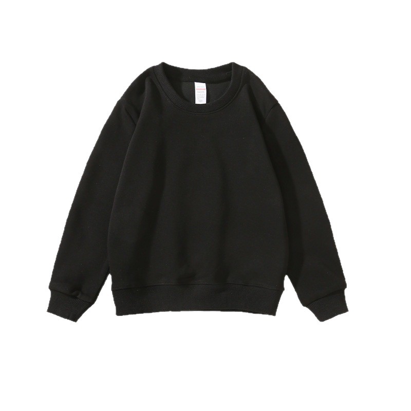 Otoño e Invierno 320g suéter de cuello redondo de algodón de color sólido para niños al por mayor camisa de manga larga de fondo para niños sueltos medianos y grandes ropa superior