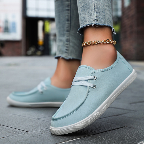 New men's and women's small white shoes, flat-heeled canvas shoes, women's slip-on, Korean flat slip-on casual couple's skate shoes