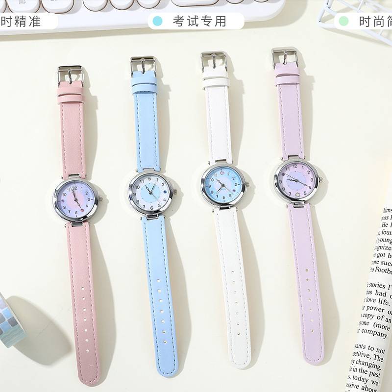Snap Finger Simple Diamond Series Round Quartz Watch (12 Pieces/Shelf) Simple Girls Watch Exam Special Watch