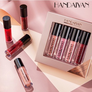 Cross-border hot products HANDAIYAN mirror Lip Glaze Matte matte liquid non-stick Cup 4 lip gloss suit wholesale