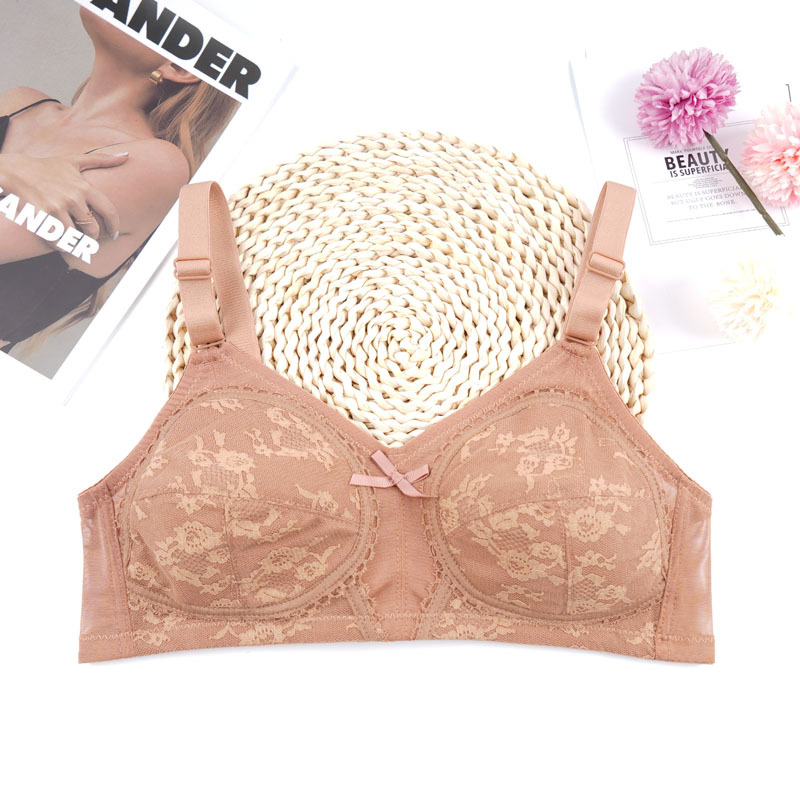 Gran tamaño de comercio exterior punto delgado sin esponja sin anillo de acero ropa interior mujer gran pecho pequeño se reúnen contra la caída del sujetador